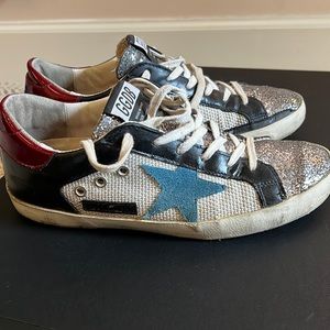 Golden Goose Superstars Mesh, Leather and Glitter. 38